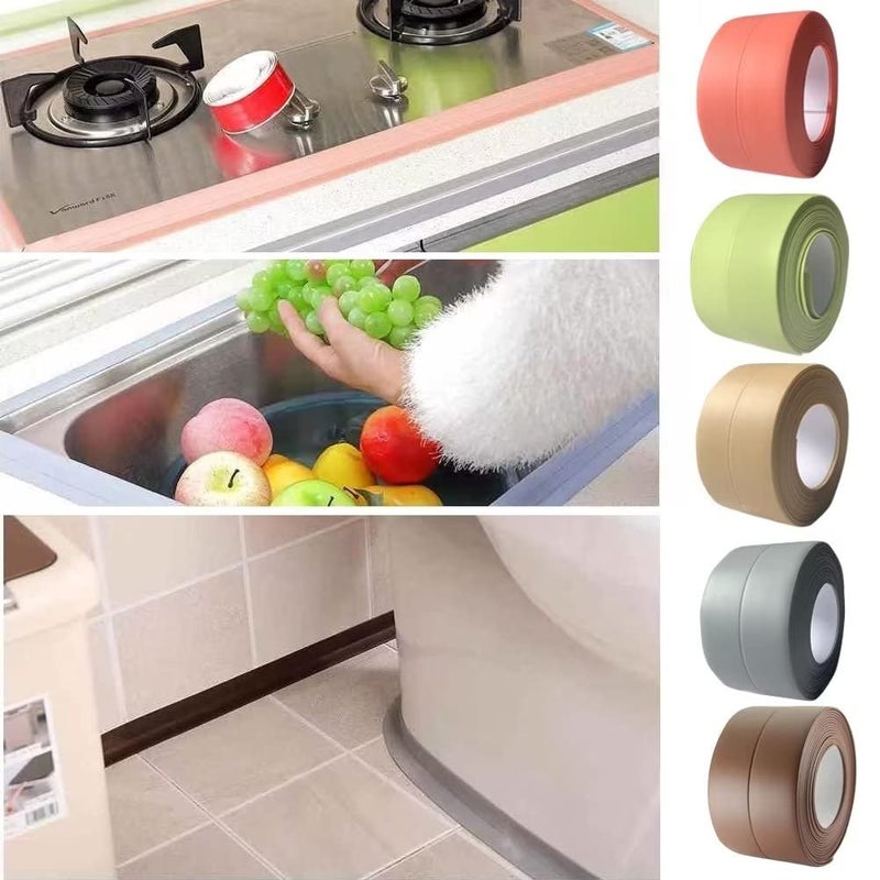 YIYIMIMO Strip Waterproof and Oil-Proof Caulking Sealing Tape for Cooktop Self Adhesive Caulk Tape for Sink Toilet Bathroom Wall Edge Bathtub Caulk Strip (Brown) - Image 5